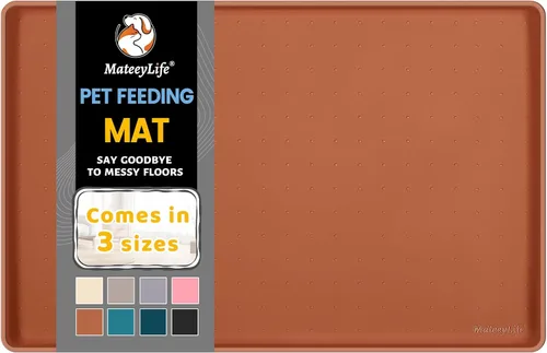 MateeyLife Tapete de Silicona para Comida para Gatos y Perros para Pisos, Impermeable, Tapetes Antideslizantes para Tazones de Perro para Alimentos