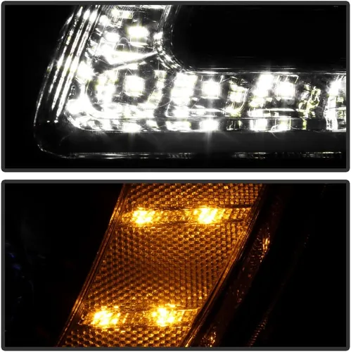 Miniatura 7 de ACANII - Faros delanteros para Chrysler 300 2011-2023 con proyector LED tipo halógeno DRL negro, juego de faros izquierdo + derecho