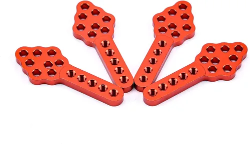 Miniatura 3 de Amortiguador de metal CNC para coche RC Axial SCX10 90046 D90 D110 con soporte ajustable de altura y ángulo para coche oruga RC (Rojo)