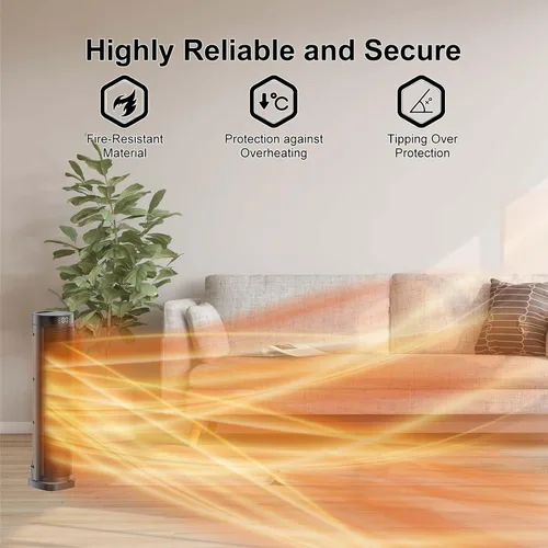 Miniatura 6 de Calentador de espacio extragrande, calentadores eléctricos de 1500 W para uso en interiores con termostato, oscilación de 70°, 5 modos, control