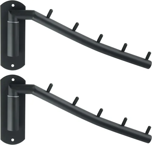 Miniatura 17 de Alise Estante de secado montado en la pared, percheros giratorios de acero inoxidable, ahorro de espacio, estante de secado de pared de ropa de Negro