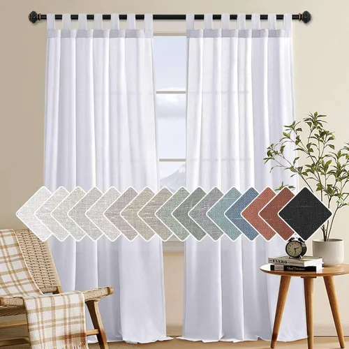 Miniatura 58 de H.VERSAILTEX Cortinas aireadas mezcladas de lino natural con pestaña superior para sala de estar, decoración del hogar, material suave y rico que