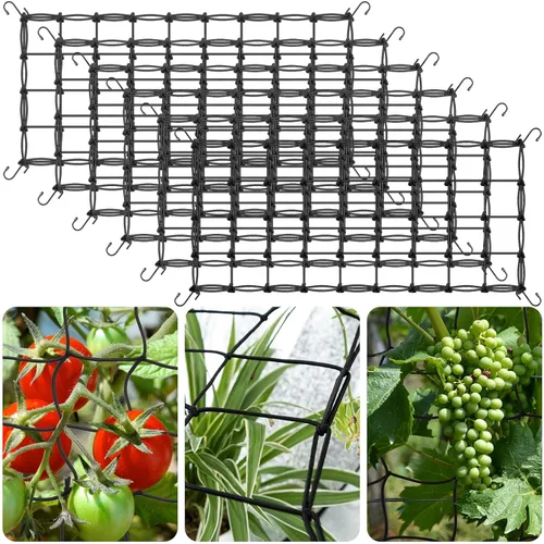 Miniatura 8 de Red de enrejado para tienda de cultivo de 2 x 4 pies, paquete de 3 redes elásticas resistentes con ganchos de acero, soporte hidropónico flexible