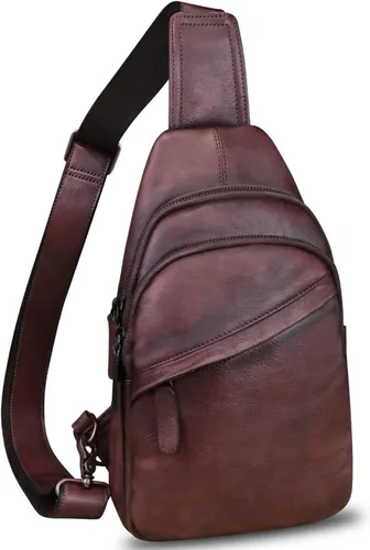 Bolso de cuero genuino para hombres y mujeres, mochila de cuero vintage, bolso cruzado de hombro a la moda