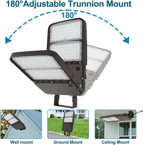 Miniatura 5 de Luz LED de estacionamiento de 300 W con fotocélula del anochecer al amanecer, luces de área regulables al aire libre con montaje en muñón, 45000LM