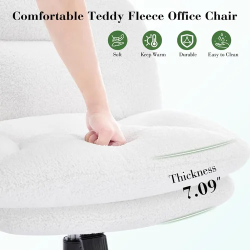 Miniatura 7 de Silla de oficina con patas cruzadas, silla cruzada acolchada gruesa con ruedas, silla de oficina sin brazos de asiento ancho, silla giratoria