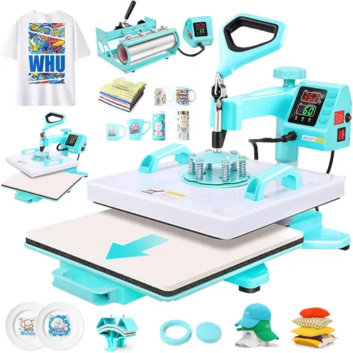 Miniatura 13 de AKEYDIY - Máquina de prensa de calor actualizada 5 en 1 Combo, máquina de prensa de camisa digital multifunción para camisetas de 12 x 15 pulgadas.