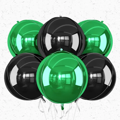 Miniatura 7 de 6 globos redondos negros de aluminio, globos redondos gigantes 4D, globo negro metálico de 22 pulgadas para Año Nuevo, cumpleaños, boda, graduación