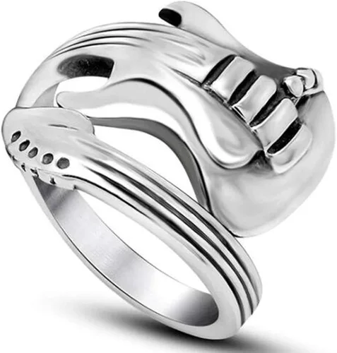 Jude Jewelers Anillo de acero inoxidable estilo guitarra de música concierto cóctel fiesta noche escuela graduación Metal Zirconia cúbica