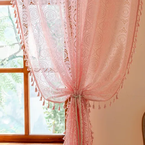 Miniatura 32 de YJ YANJUN - Cortinas de café boho, 24 pulgadas de largo, 2 paneles, cada una de 59" de ancho x 24" de largo, beige, con crochet, cortinas de cocina