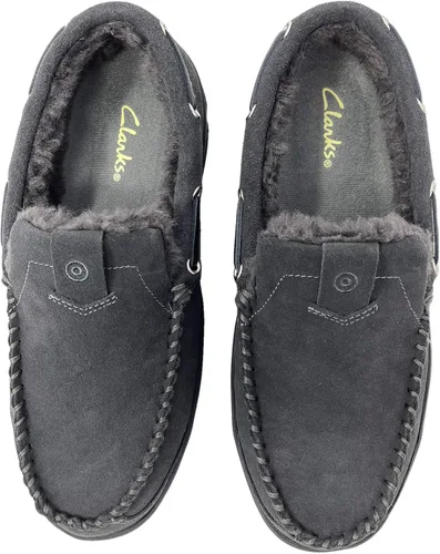 Miniatura 3 de Clarks Indoor Outdoor Grey House Slipper Suede Leather Sherpa Lined Ankle Bootie