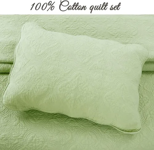 Miniatura 2 de Cozy Line Home Fashions - Juego de ropa de cama reversible de 100% algodón con medallón en relieve, colcha ligera para todas las estaciones Blantyre
