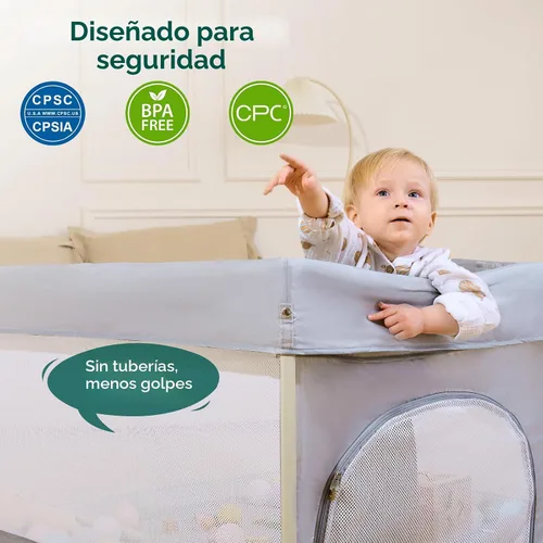 Miniatura 4 de BABELIO Corralito plegable para bebés de 46" × 46", corralito portátil para bebés y niños pequeños, ganador de los premios Parents' Picks Awards,