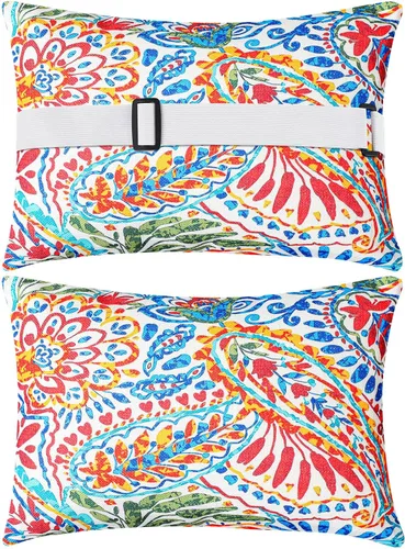 Miniatura 10 de Juexica Paquete de 2 almohadas para tumbona con correa, impermeables, para silla de playa, para el cuello, reposacabezas, banda elástica ajustable