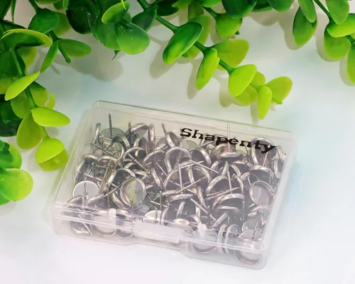 Miniatura 5 de Shapenty Aretes de bisel de cabujón en blanco de acero inoxidable, postes planos y redondos, bandeja de bisel para aretes de resina epoxi, bricolaje