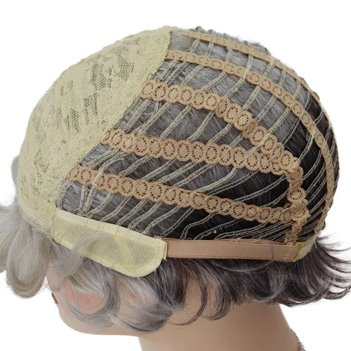 Miniatura 7 de GNIMEGIL Pelucas cortas rizadas grises para mujeres, pelo sintético suave, pelucas de reemplazo para abuela, pelucas completas para uso diario