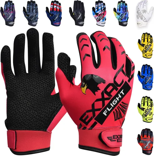 Miniatura 11 de Exxact Sports Guantes de bateo de béisbol para jóvenes y adultos con palma de cuero texturizada, guantes de bateo de sóftbol para mujeres/hombres
