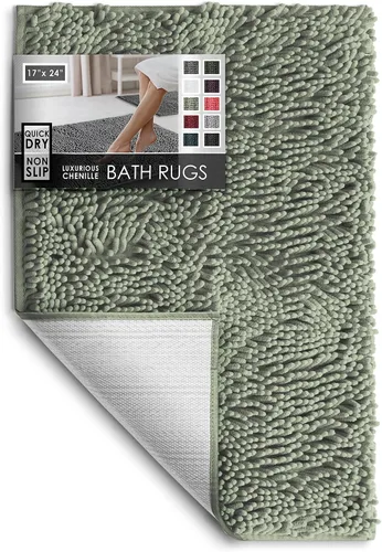 Miniatura 16 de Hearth & Harbor Alfombras de baño, tapete de baño de chenilla - Alfombras de baño lavables a máquina para baño con respaldo antideslizante de goma