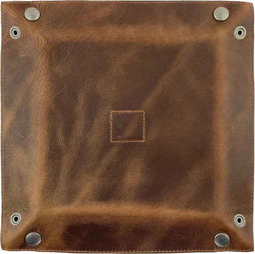 Miniatura 3 de Leather At Home, Catchall grande hecho a mano de cuero de grano completo, marrón bourbon