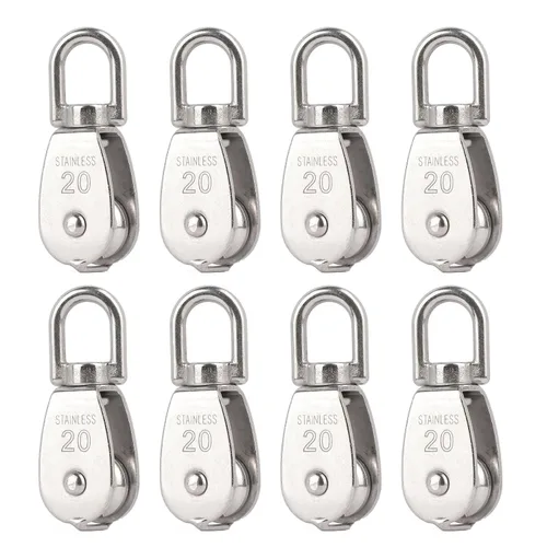 Miniatura 10 de M15 - Bloque de Tracción de Polea Simple con Gancho Giratorio para Grúa de Elevación, Acero Inoxidable 304, Cuerda de 1/4 pulgadas x Roldana de 3/5