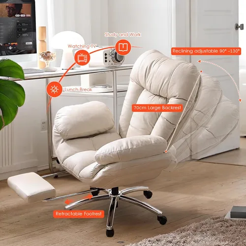 Miniatura 7 de High Back Desk Chair,High Back Heavy-Duty Computer Home Office Desk Chair,Big and Tall Executive Gaming Chair with Footrest Lumbar Support,White