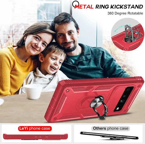 Miniatura 7 de LeYi Funda para Google Pixel 6 Pro: Funda para Pixel 6 Pro con cubierta de cámara deslizante, funda de teléfono de grado militar de cuerpo completo