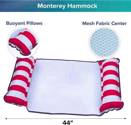 Miniatura 3 de Aqua Original Monterey - Flotador de piscina y hamaca de agua 4 en 1, multiusos, inflable para adultos, material patentado de PVC grueso y Rosa