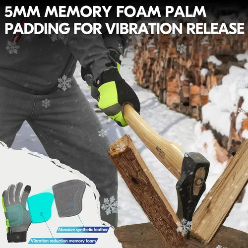 Miniatura 5 de Vgo... 1Pair 5℃/41°F Winter Work Gloves Men, Cold Weather Waterproof Safety Work Gloves,Cold Storage or Freezer Glove