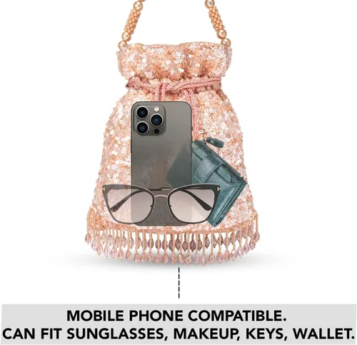 Miniatura 3 de Aheli Potli - Bolso de noche hecho a mano para mujer, elegante bolso de pulsera de moda nupcial para niñas