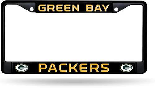 Miniatura 26 de Rico Industries Marco cromado negro primario de fútbol americano de la NFL con inserciones de plástico de 12" x 6" accesorio para automóvil/camión