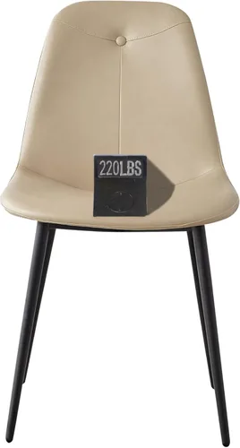 Miniatura 3 de Juego de 2 sillas de comedor con respaldo alto, sillas modernas de cocina y comedor de mediados de siglo, sillas tapizadas de piel sintética