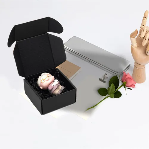 Miniatura 5 de Mcfleet Cajas de envío de 4 x 4 x 2 pulgadas en negro - Caja de correo de cartón corrugado para embalaje de pequeñas empresas - Cerradura de pestaña