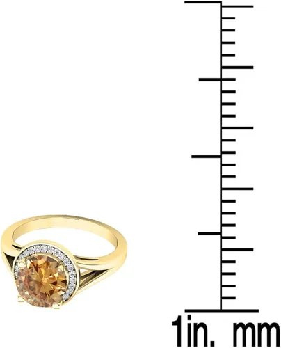 Miniatura 87 de Dazzlingrock Collection Anillo de compromiso redondo de 0.276 in con halo de diamante blanco y vástago dividido para ella en oro macizo de 14