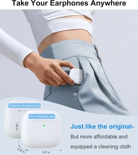 Miniatura 6 de Funda de carga inalámbrica compatible con AirPods 4, funda de repuesto para AirPods 4, botón de sincronización de emparejamiento Bluetooth, incluye