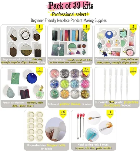 Miniatura 2 de FUNSHOWCASE Molde de silicona epoxi con agujero para joyería collar llavero lote