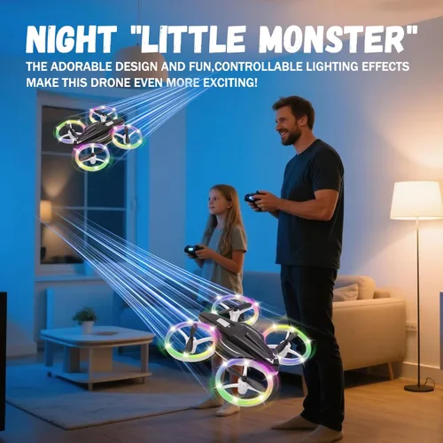 Miniatura 2 de Mini dron de juguete para niños, dron controlado a distancia, cuadricóptero con retención de altitud y modo sin cabeza, protección completa