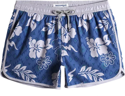 maamgic - Traje de baño retro para hombre, pantalones cortos de natación elásticos en 4 direcciones con malla, estilo vintage de los años 80 y 90,