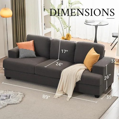 Miniatura 2 de VanAcc - Sofá de 89 pulgadas, sofá de 3 plazas con asientos extra profundos, sofá moderno y cómodo para sala de estar, apartamento, salón, gris