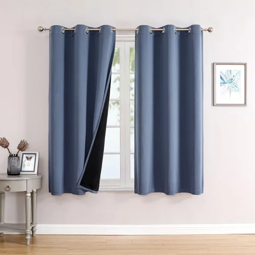 Miniatura 59 de ChrisDowa - Cortinas 100% opacas, para dormitorio, con forro negro, 2 capas gruesas, aislamiento térmico y ojales, 63 pulgadas de largo, juego de 2