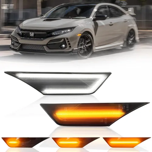 Miniatura 10 de Bestview 2 luces de posición laterales para Honda Civic de 10ª generación 2016-2021 Coupé Hatchback: lente ahumada parachoques delantero, luces