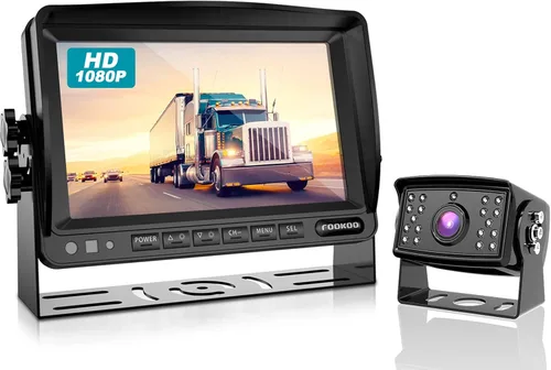 FOOKOO Ⅱ Kit de sistema de cámara de copia de seguridad HD, monitor de marcha atrás de 7" 1080P + cámara de visión trasera impermeable IP69, chip