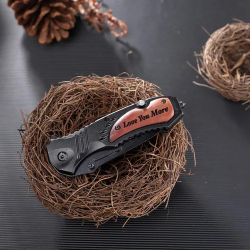 Miniatura 6 de Cuchillos personalizados para hombres, cuchillo de bolsillo grabado personalizado, idea de aniversario de madera para él, idea de Navidad