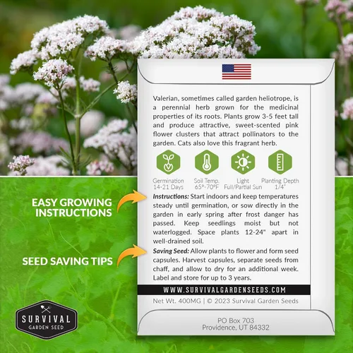 Miniatura 2 de Survival Garden Seeds - Semillas de valeriana para plantar - 1 paquete con instrucciones para plantar y cultivar hierba medicinal Valeriana