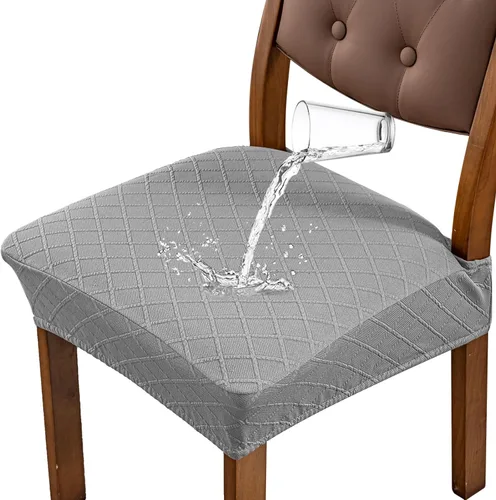 Miniatura 19 de Genina Fundas de asiento impermeables para sillas de comedor, fundas para sillas de comedor, fundas para sillas de cocina (caqui, 6 piezas)