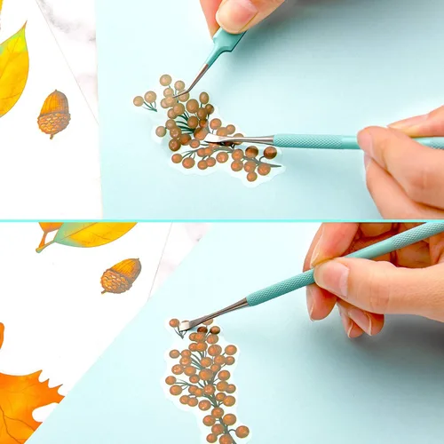 Miniatura 6 de Whaline Herramientas de vinilo de deshierbe de 4 piezas de precisión de acero inoxidable con estuche, kit de herramientas de manualidades de papel