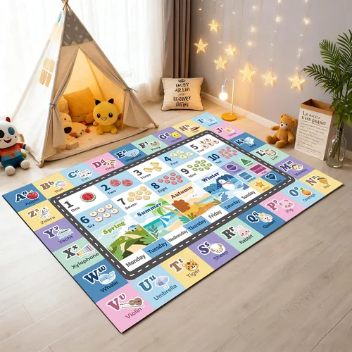Miniatura 17 de Alfombra ABC infantil para sala de juegos, alfombra del alfabeto para el aula, alfombra lavable para habitación de bebé, sala de juegos, dormitorio