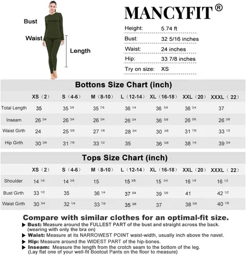 Miniatura 7 de MANCYFIT - Conjunto de ropa interior térmica para mujer con forro polar ultra suave