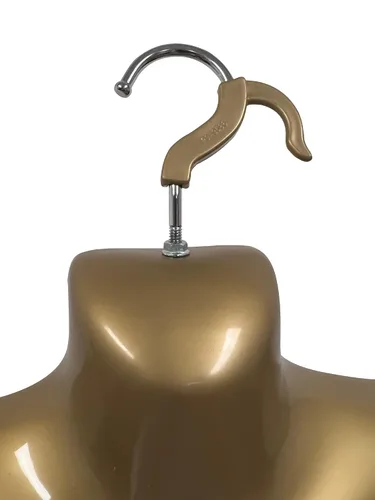 Miniatura 7 de Maniquí femenino dorado largo con soporte para vestido con forma de camiseta para mostrador de encimera, cuerpo hueco con poste de metal y gancho