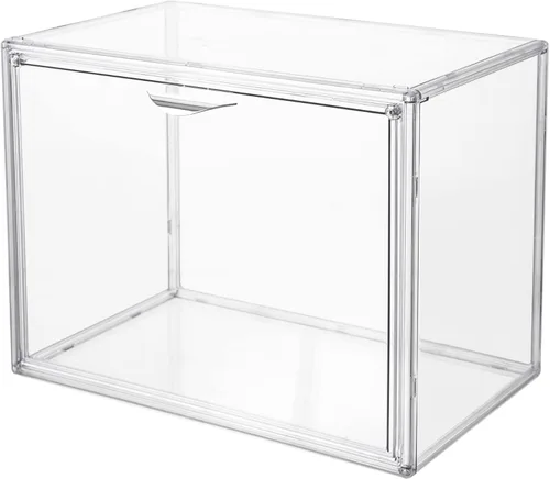 Attelite - Vitrina de exhibición de acrílico transparente, caja de almacenamiento con puerta magnética, exhibidor de protección a prueba de polvo