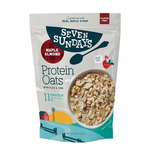 Miniatura 7 de Seven Sundays Avena proteica, manzana y canela, bolsa de 32 onzas (paquete de 4), avena sin gluten, 0.35 onzas de proteína reciclada, disfruta